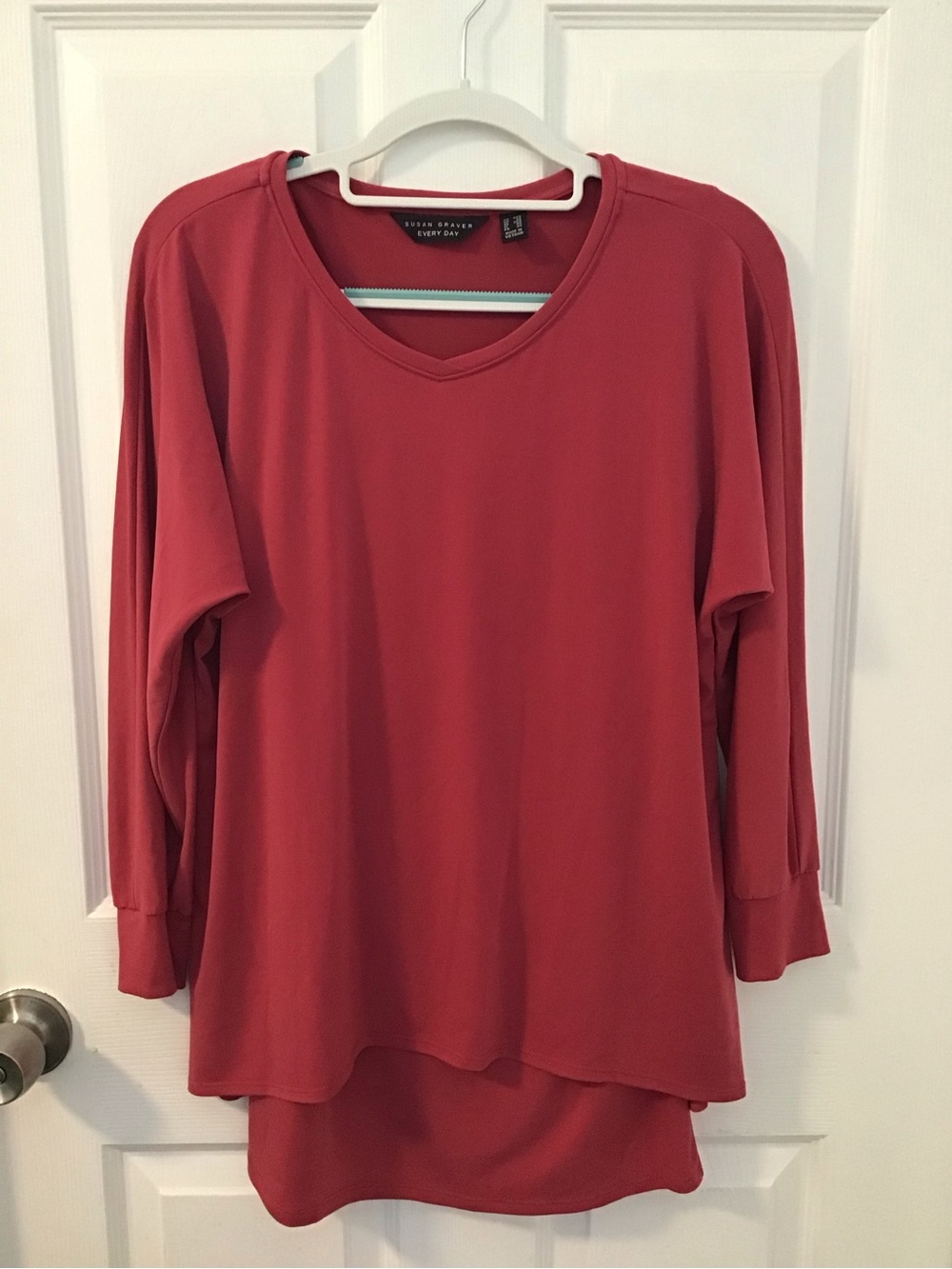 NWOT! Susan Graver Coral Long-Sleeve Layered Tunic